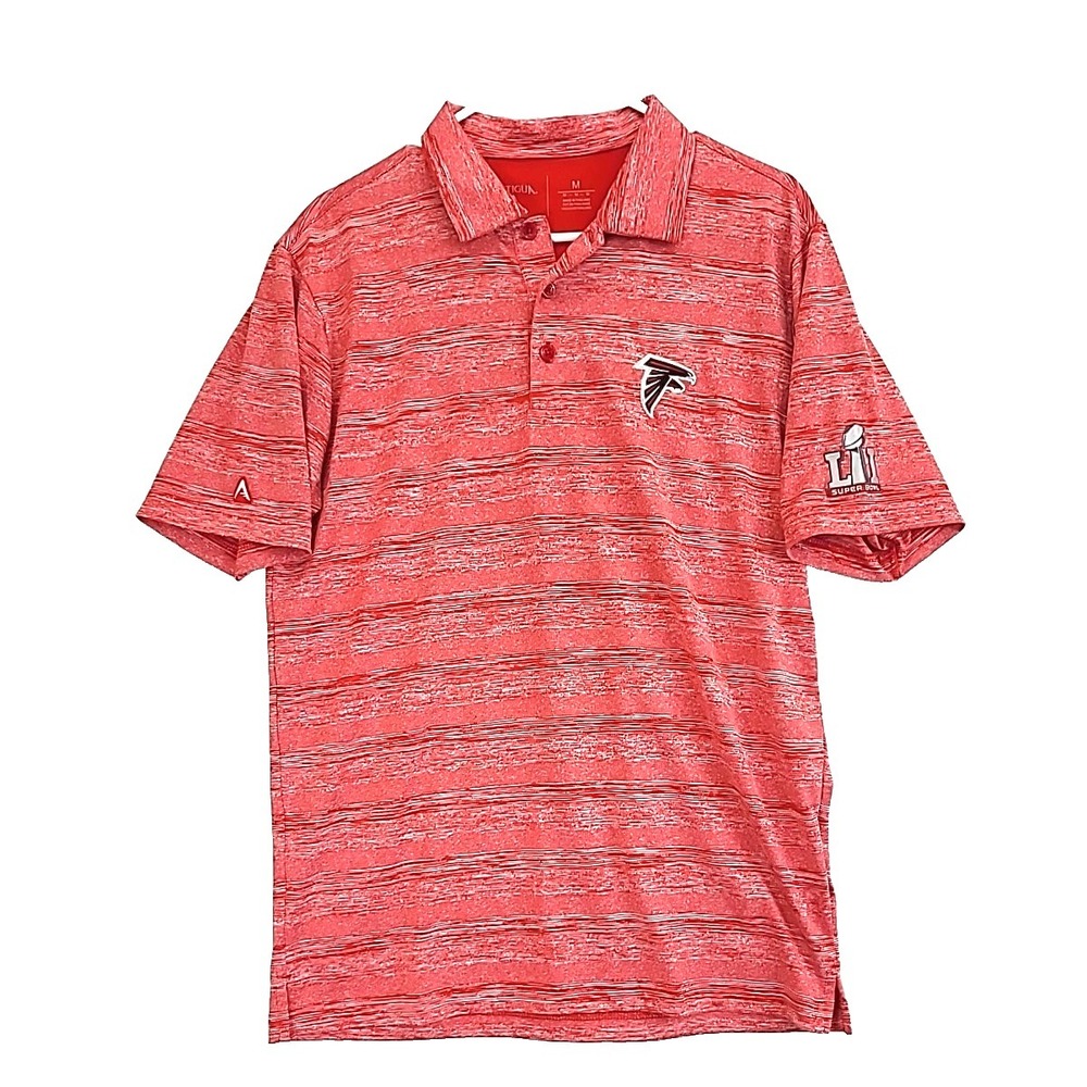 Atlanta Falcons Polo Shirt Super Bowl Logo Antigua Red Short Sleeve Men Medium